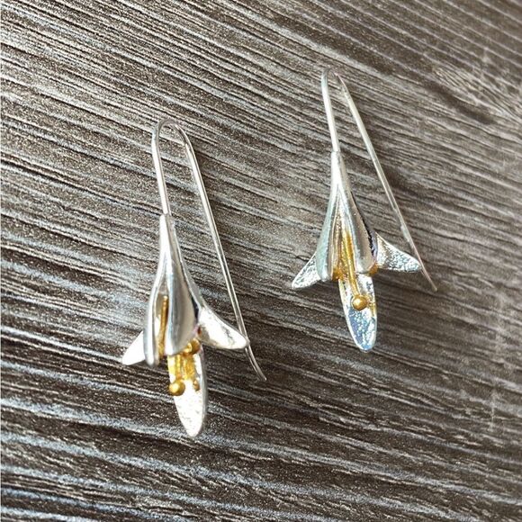 Flower drop earrings A113 - Picture 2 of 4